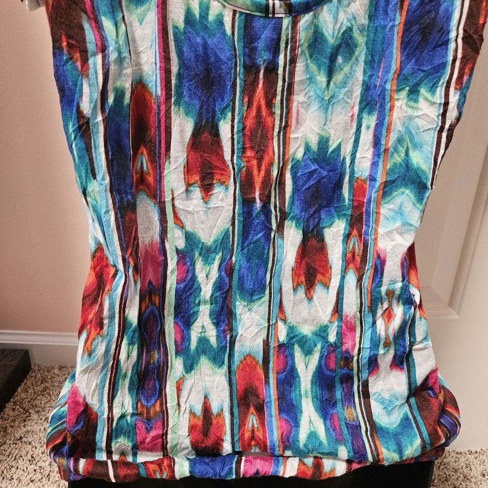 Tie Dye Elastic Waistband Cap Sleeve Top - Picture 11 of 13